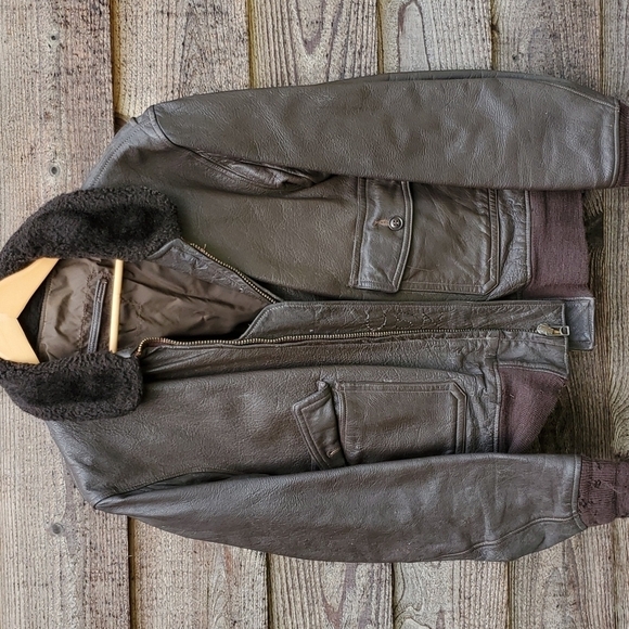 Vintage USN  Leather Bomber Jacket - Picture 1 of 11